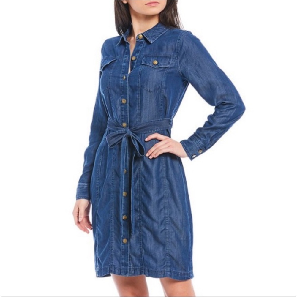 NWT Calvin Klein Botton Down Soft Denim Dress Blue  Sz 4